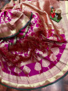 Magenta color soft banarasi silk saree with golden zari weaving work