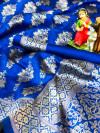 Royal blue color soft banarasi silk saree with golden zari and jacquard weaving work