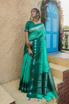 Raw silk saree with silver zari checks and contrast pallu