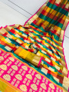 Mutli color banarasi silk saree with golden zari weaving work