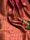Pink color pure bhagalpuri silk saree with attractive thread work