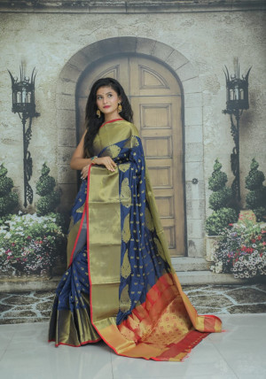 Kanchipuram silk saree with zari work