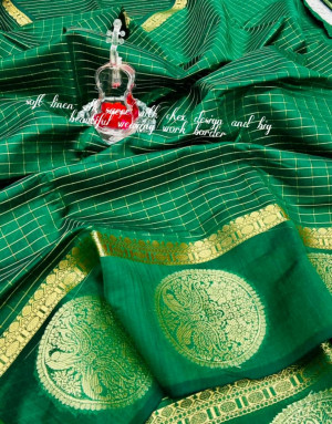 Green color soft linen silk saree