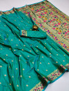 Rama green  color paithani silk saree with zari weaving work