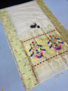 Off white color paithani silk saree with weaving work