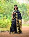 Black color soft paithani silk saree with golden zari weaving work