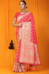 Gajari color kanchipuram handloom silk saree with zari work