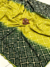 Dark green & Parrot green color soft cotton saree with printed work