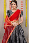 Black color kanchipuram lehenga with zari weaving