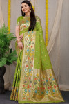 Mehndi green color soft kanchipuram silk saree with zari work