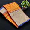 Orange color kanchipuram silk saree with golden zari work