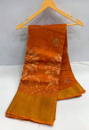 Orange color soft cotton saree with printed work