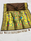 Coffee color paithani silk saree with zari woven work