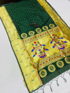 Dark green color paithani silk saree with weaving work