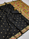 Black  color paithani silk saree with zari weaving work