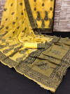 Yellow color soft cotton saree with beautiful weaving work