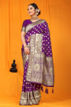 Magenta color kanchipuram handloom silk saree with zari work