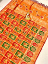 Multi color soft patola silk saree with golden zari weaving work