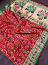 Red color patola saree with beautiful woven design