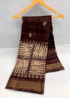 coffee color soft cotton saree with printed work