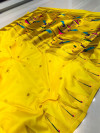 Yellow color soft paithani silk saree with golden zari weaving work