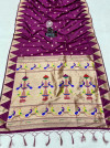 Mangenta color paithani silk saree with golden zari weaving work