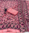 Baby pink color soft pashmina silk saree with printed work