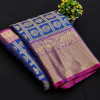Royal blue color kanchipuram silk saree with golden zari work