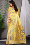 Off white color soft paithani silk saree with golden zari weaving work