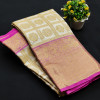 Off white color kanchipuram silk saree with golden zari work