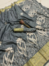 Gray color dola silk saree with printed work