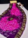 Multi color pure hand  bandhej bandhani saree with weaving work