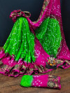 Multi color pure hand bandhej bandhani saree with printed work