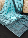 Sky blue color soft cotton saree with beautiful weaving work