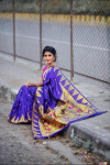 Purple color soft paithani silk saree with golden zari weaving work