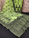 Pista green color soft cotton saree with beautiful weaving work