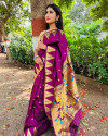 Magenta color soft paithani silk saree with golden zari weaving work