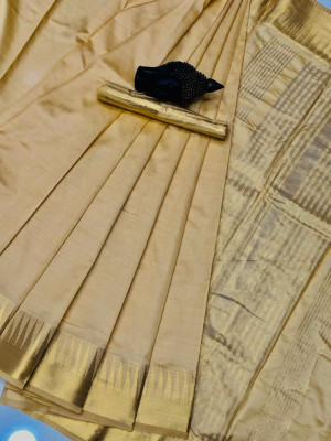 Cream color soft assam silk saree with zari weaving work