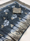 Gray color dola silk saree with zari weaving work