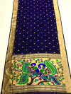 Navy bule color paithani silk saree with zari weaving work