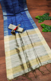 Blue color ghicha silk saree with zari weaving work