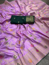 Lavender color banarasi silk saree with zari weaving work