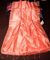 Orange color soft tussar silk saree with bandhani printed work