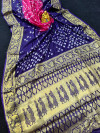 Multi color soft hand bandhej silk saree with zari weaving work