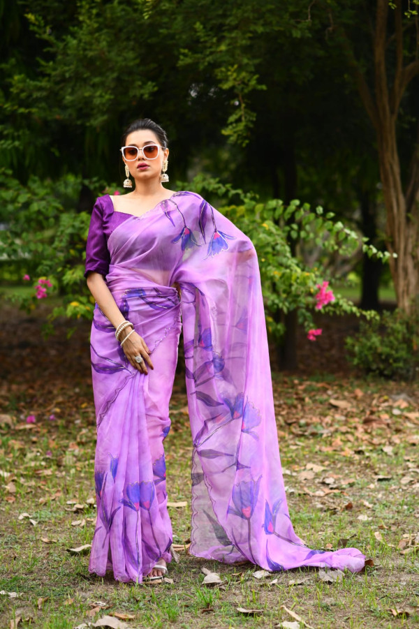 Purple Colour Pure Georgette Plain Saree at Rs 399/piece(s) | Near Saroli |  Surat | ID: 12411799562