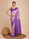 Ready to wear purple soft kanjivaram silk saree with zari weaving work