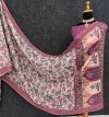 Pink floral printed soft cotton saree