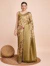 Beige color ready to wear soft kanjivaram silk saree