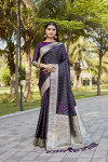 Magenta kanjivaram satin silk saree with zari weaving border & designer rich pallu