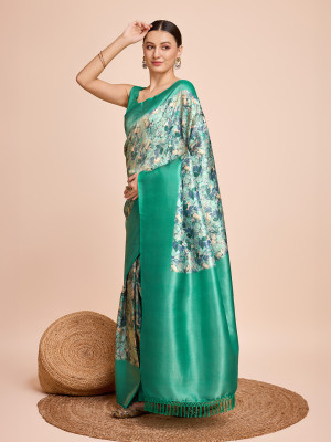 Rama green color ready to wear soft kanjivaram silk saree